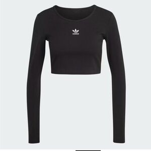 Adidas Women's Essentials Black Long Sleeve Crop Top